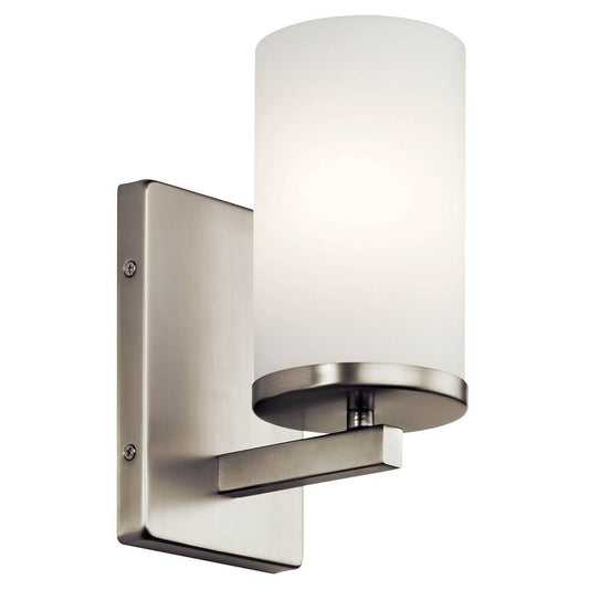 KICHLER 45495NI Crosby 9.25" 1 Light Wall Sconce with Satin Etched Cased Opal Brushed Nickel