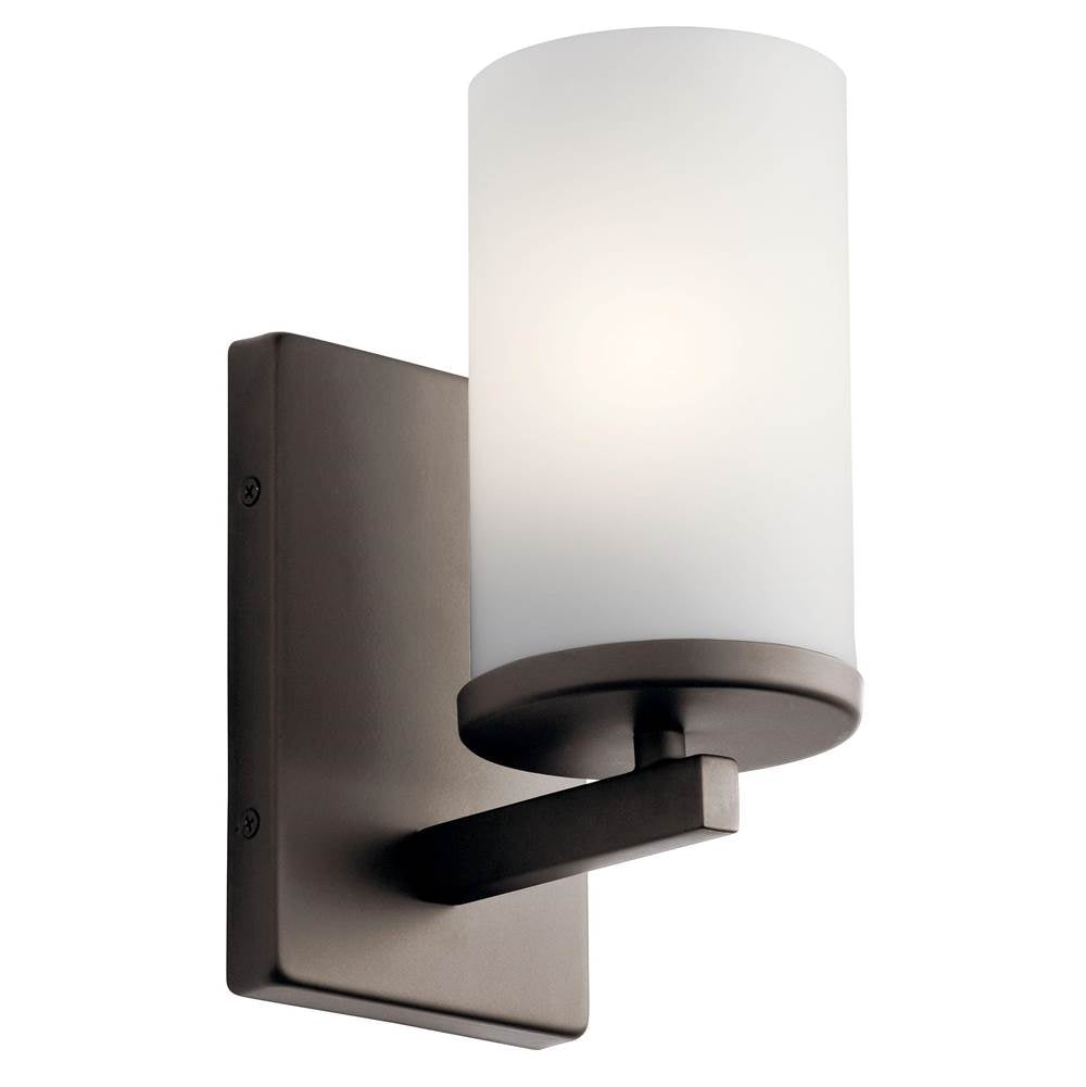 KICHLER 45495OZ Crosby 9.25" 1 Light Wall Sconce with Satin Etched Cased Opal Olde Bronze