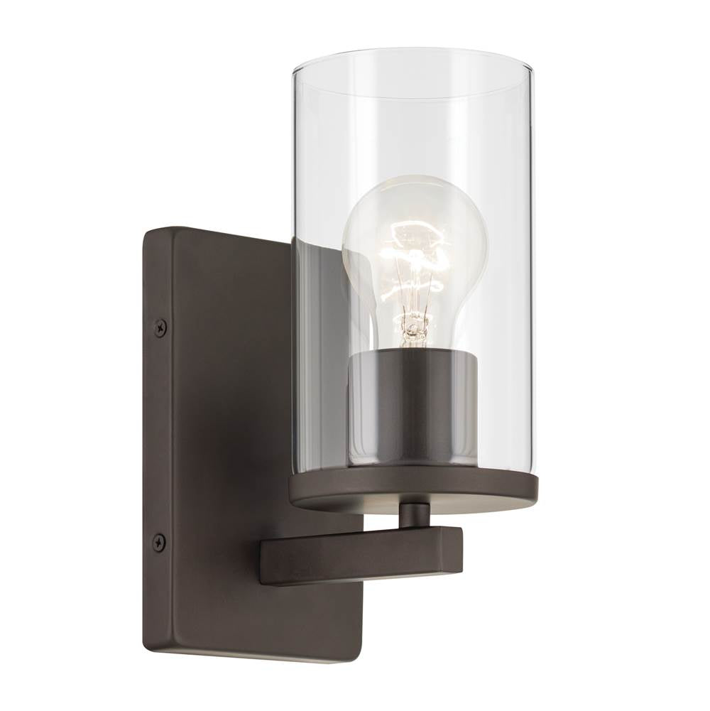 KICHLER 45495OZCLR Crosby 4.5" 1-Light Wall Sconce with Clear Glass in Olde Bronze