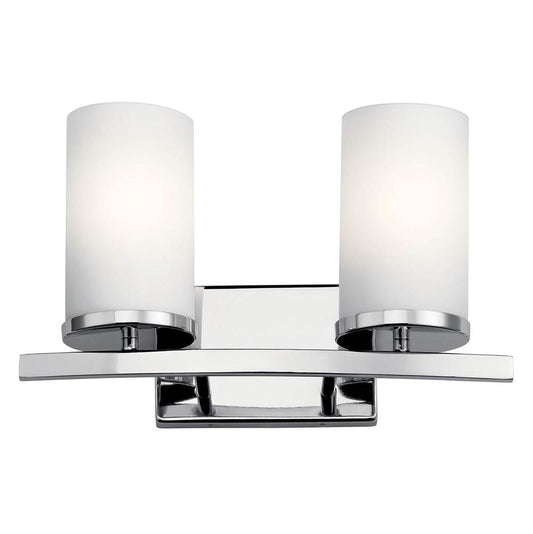 KICHLER 45496CH Crosby 15" 2 Light Vanity Light Satin Etched Cased Opal Chrome