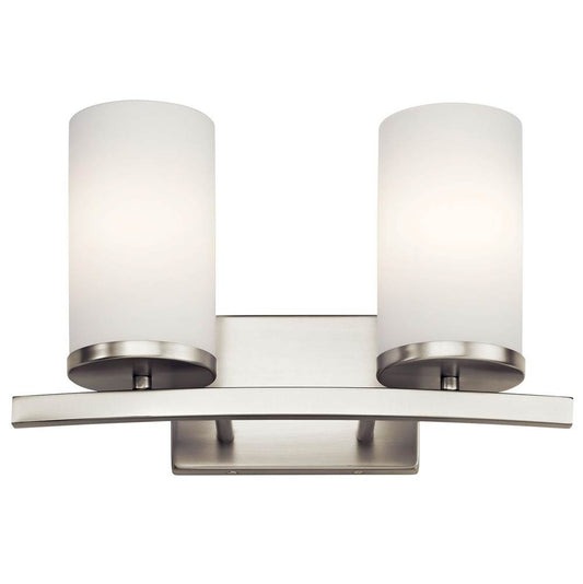 KICHLER 45496NI Crosby 15" 2 Light Vanity Light Satin Etched Cased Opal Brushed Nickel
