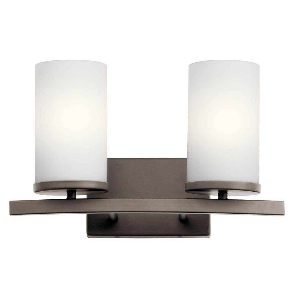KICHLER 45496OZ Crosby 15" 2 Light Vanity Light Satin Etched Cased Opal Olde Bronze