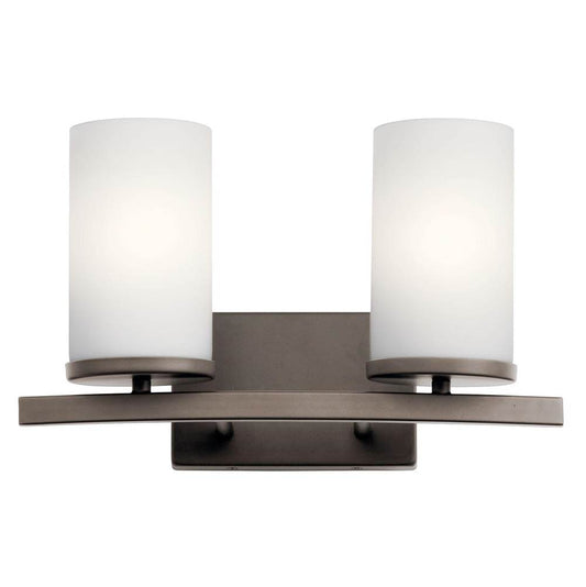 KICHLER 45496OZ Crosby 15" 2 Light Vanity Light Satin Etched Cased Opal Olde Bronze