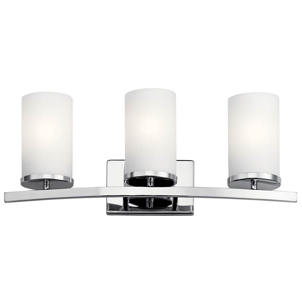 KICHLER 45497CH Crosby 23" 3 Light Vanity Light Satin Etched Cased Opal Chrome