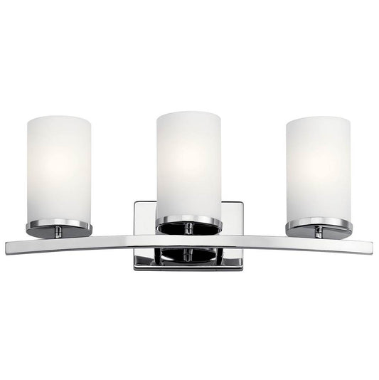 KICHLER 45497CH Crosby 23" 3 Light Vanity Light Satin Etched Cased Opal Chrome