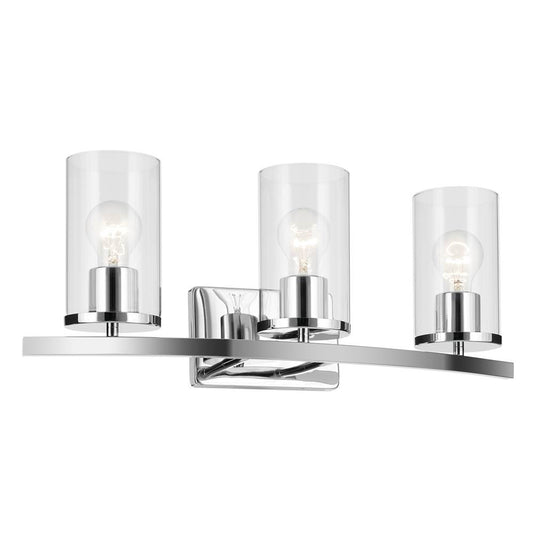 KICHLER 45497CHCLR Crosby 23" 3-Light Vanity Light with Clear Glass in Chrome