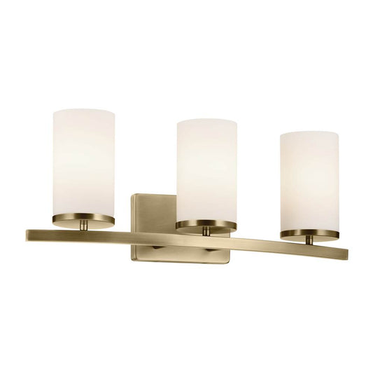 KICHLER 45497NBR Crosby 23" 3-Light Vanity Light with Satin Etched Cased Opal Glass in Natural Brass