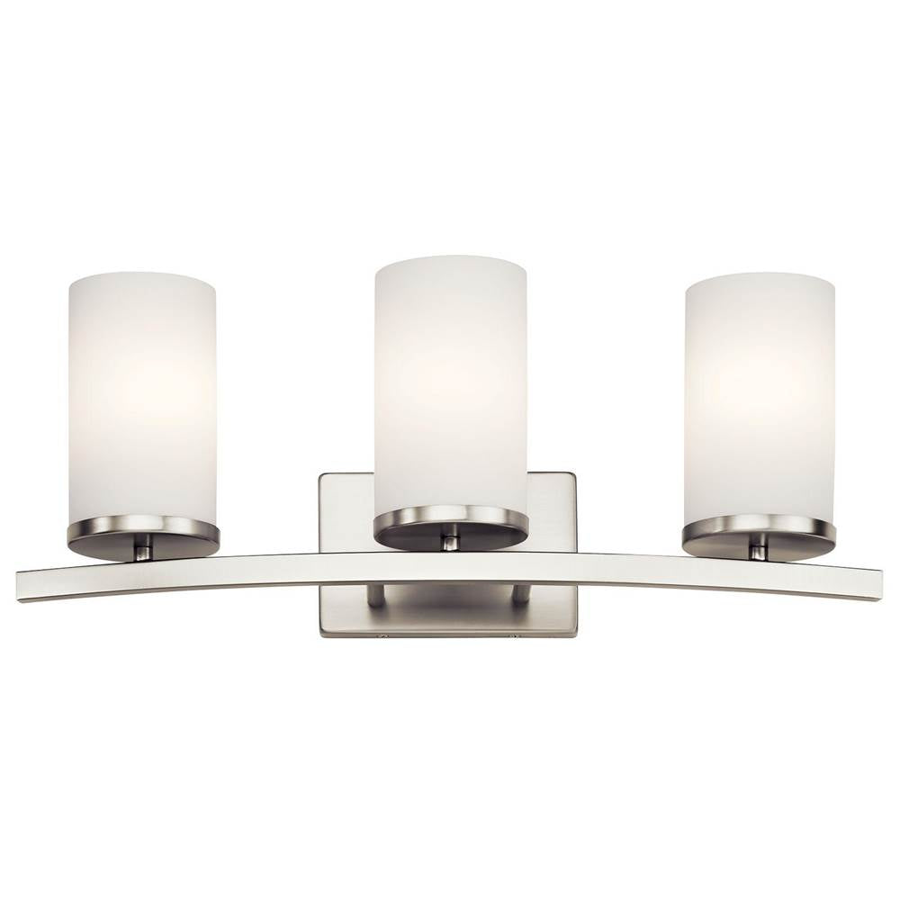 KICHLER 45497NI Crosby 23" 3 Light Vanity Light Satin Etched Cased Opal Brushed Nickel