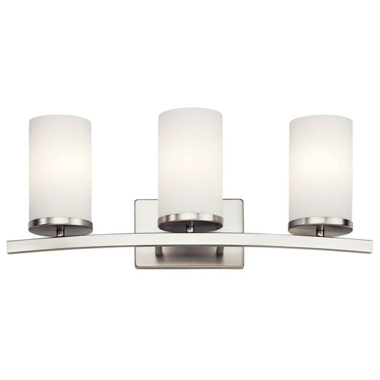 KICHLER 45497NI Crosby 23" 3 Light Vanity Light Satin Etched Cased Opal Brushed Nickel