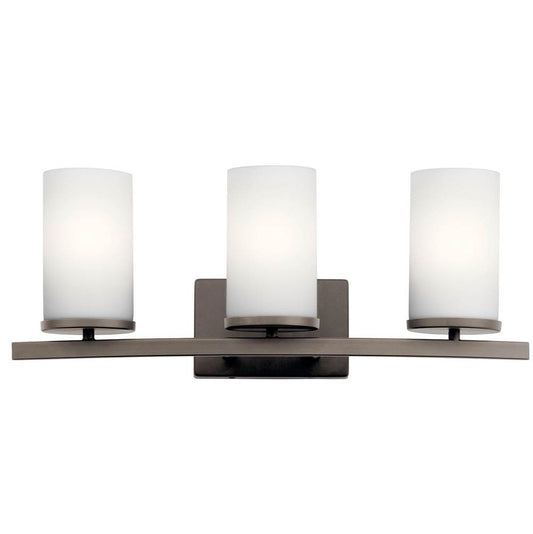 KICHLER 45497OZ Crosby 23" 3 Light Vanity Light Satin Etched Cased Opal Olde Bronze