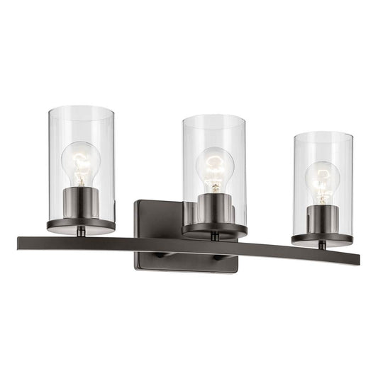 KICHLER 45497OZCLR Crosby 23" 3-Light Vanity Light with Clear Glass in Olde Bronze