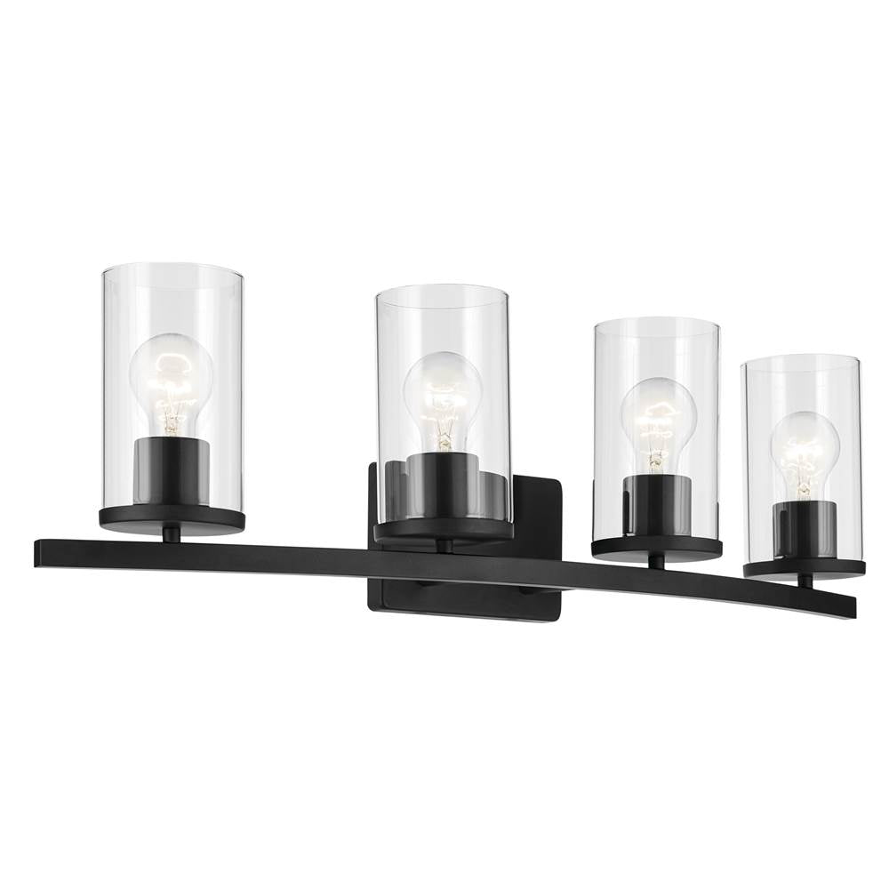 KICHLER 45498BKCLR Crosby 31.25" 4-Light Vanity Light with Clear Glass in Black