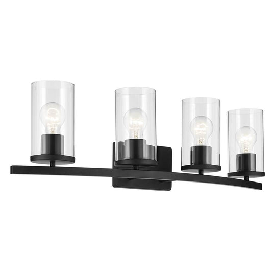 KICHLER 45498BKCLR Crosby 31.25" 4-Light Vanity Light with Clear Glass in Black