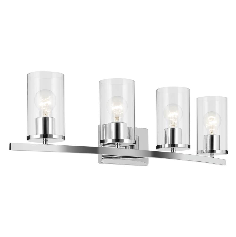 KICHLER 45498CHCLR Crosby 31.25" 4-Light Vanity Light with Clear Glass in Chrome