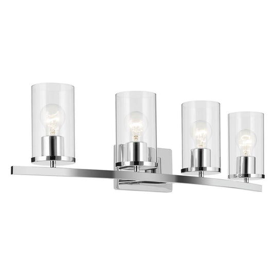 KICHLER 45498CHCLR Crosby 31.25" 4-Light Vanity Light with Clear Glass in Chrome