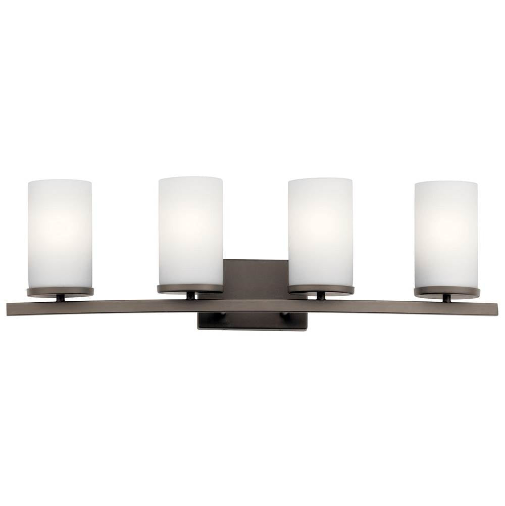 KICHLER 45498OZ Crosby 31" 4 Light Vanity Light Satin Etched Cased Opal Olde Bronze