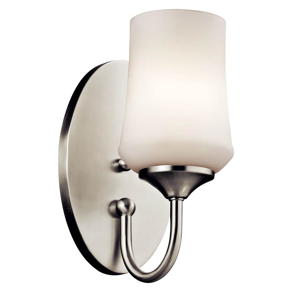 KICHLER 45568NI Aubrey 10.75" 1 Light Wall Sconce with Satin Etched Cased Opal in Brushed Nickel