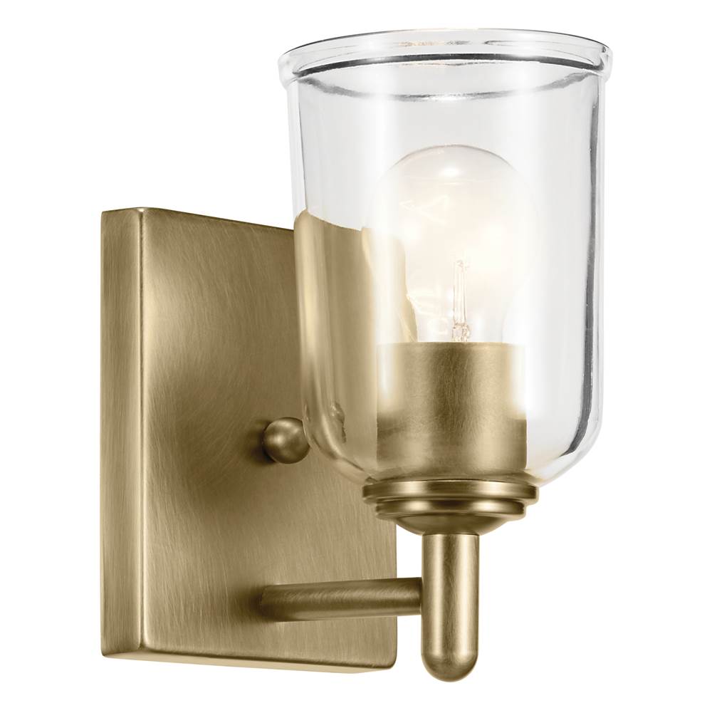 KICHLER 45572NBRCLR Shailene 5" 1-Light Wall Sconce with Clear Glass in Natural Brass