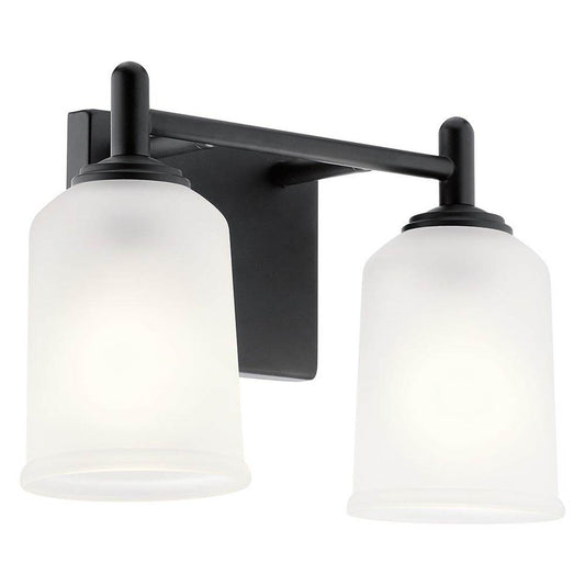KICHLER 45573BK Shailene 12.5" 2 Light Vanity Light with Satin Etched Glass in Brushed Nickel
