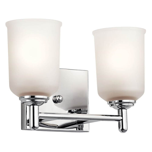 KICHLER 45573CH Shailene 12.5" 2 Light Vanity Light with Satin Etched Glass in Chrome