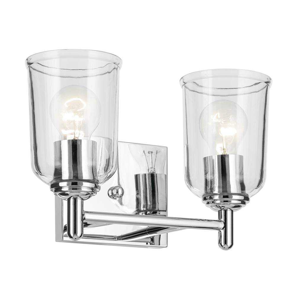 KICHLER 45573CHCLR Shailene 12.5" 2-Light Vanity Light with Clear Glass in Chrome