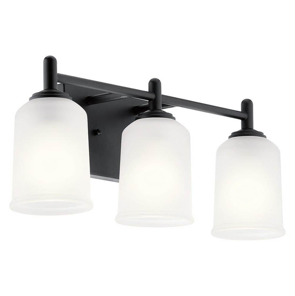 KICHLER 45574BK Shailene 21" 3 Light Vanity Light with Satin Etched Glass in Olde Bronze