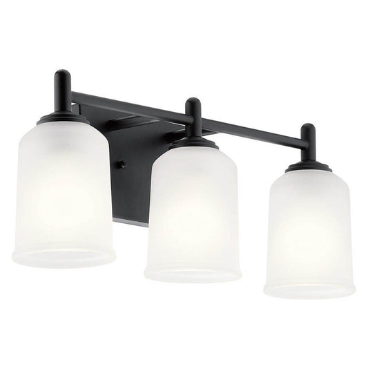 KICHLER 45574BK Shailene 21" 3 Light Vanity Light with Satin Etched Glass in Olde Bronze
