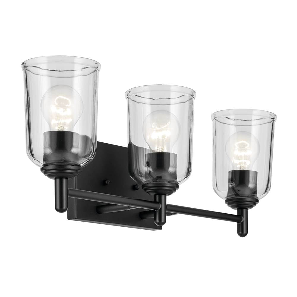 KICHLER 45574BKCLR Shailene 21" 3-Light Vanity Light with Clear Glass in Black