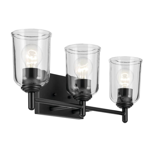 KICHLER 45574BKCLR Shailene 21" 3-Light Vanity Light with Clear Glass in Black