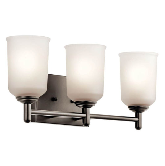 KICHLER 45574OZ Shailene 21" 3 Light Vanity Light with Satin Etched Glass in Olde Bronze