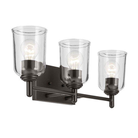 KICHLER 45574OZCLR Shailene 21" 3-Light Vanity Light with Clear Glass in Olde Bronze