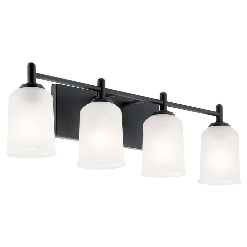KICHLER 45575BK Shailene 29.5" 4 Light Vanity Light with Satin Etched Glass in Brushed Nickel