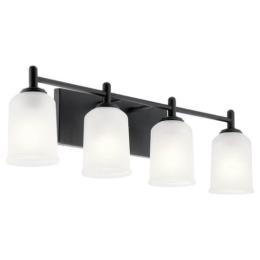 KICHLER 45575BK Shailene 29.5" 4 Light Vanity Light with Satin Etched Glass in Brushed Nickel