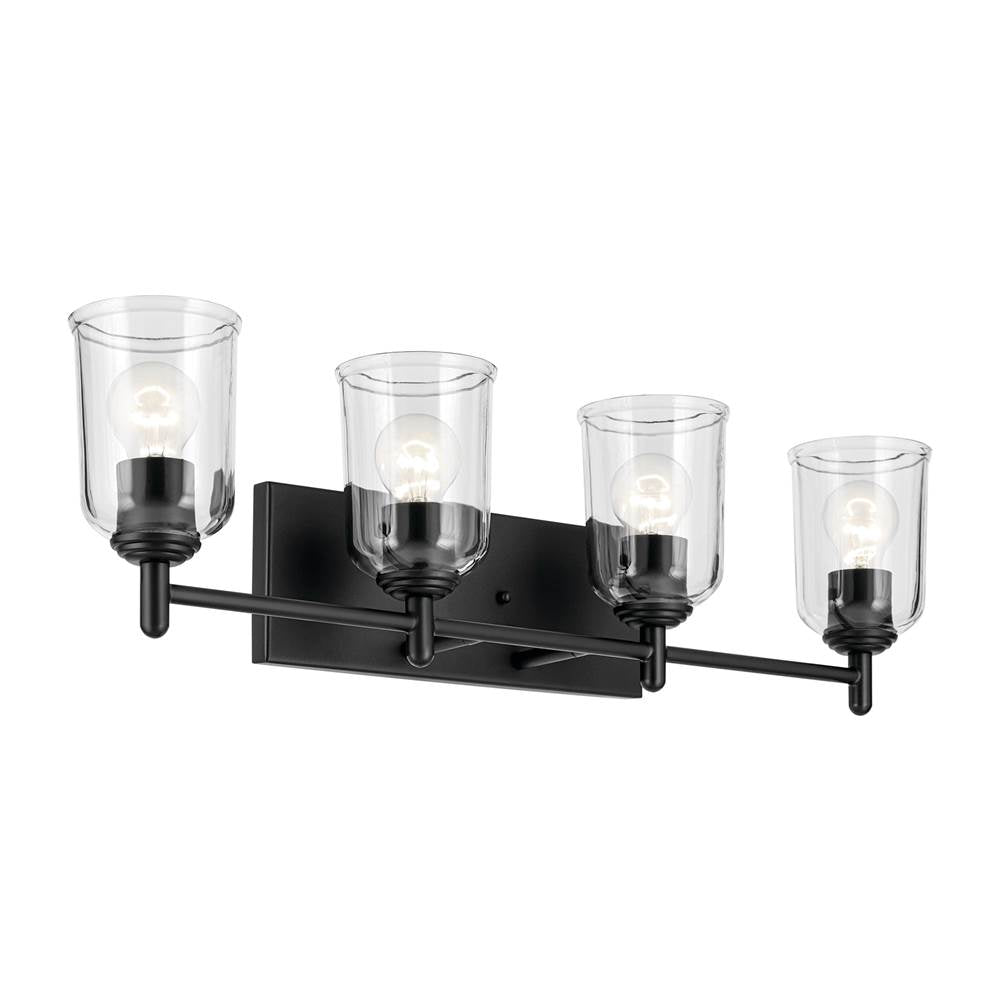 KICHLER 45575BKCLR Shailene 29.75" 4-Light Vanity Light with Clear Glass in Black