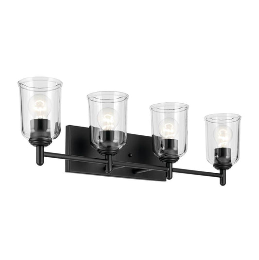 KICHLER 45575BKCLR Shailene 29.75" 4-Light Vanity Light with Clear Glass in Black