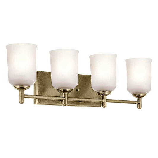 KICHLER 45575NBR Shailene 29.75" 4-Light Vanity Light with Clear Satin Etched Glass in Natural Brass