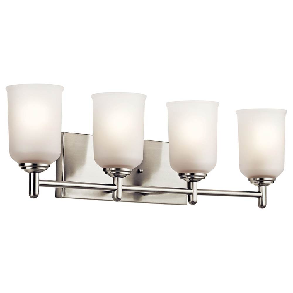KICHLER 45575NI Shailene 29.5" 4 Light Vanity Light with Satin Etched Glass in Brushed Nickel