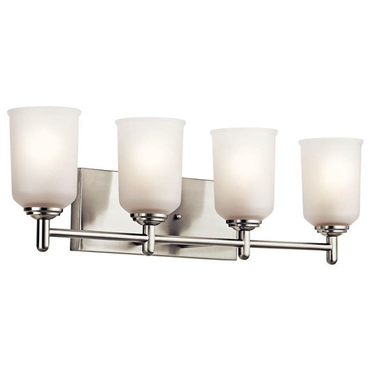 KICHLER 45575NI Shailene 29.5" 4 Light Vanity Light with Satin Etched Glass in Brushed Nickel