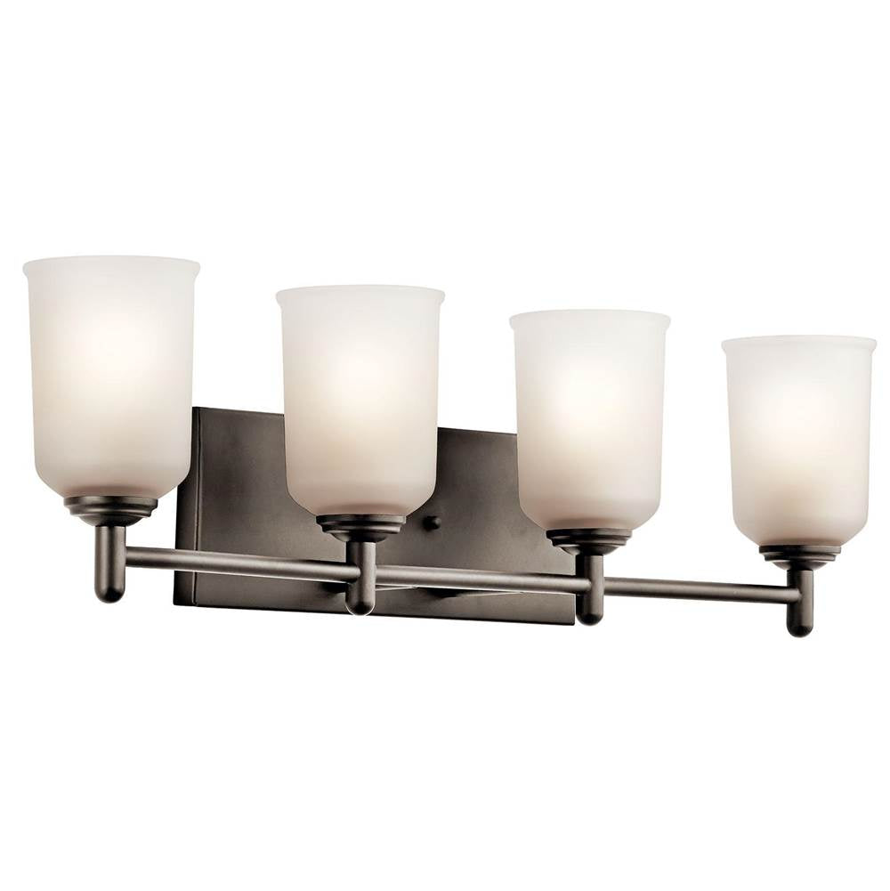 KICHLER 45575OZ Shailene 29.5" 4 Light Vanity Light with Satin Etched Glass in Olde Bronze