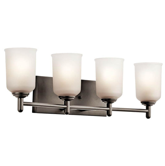 KICHLER 45575OZ Shailene 29.5" 4 Light Vanity Light with Satin Etched Glass in Olde Bronze