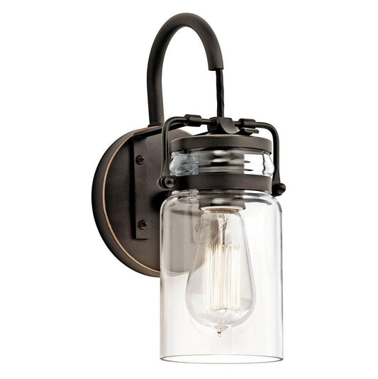KICHLER 45576OZ Brinley 11.5 inches 1 Light Wall Sconce with Clear Glass Olde Bronze