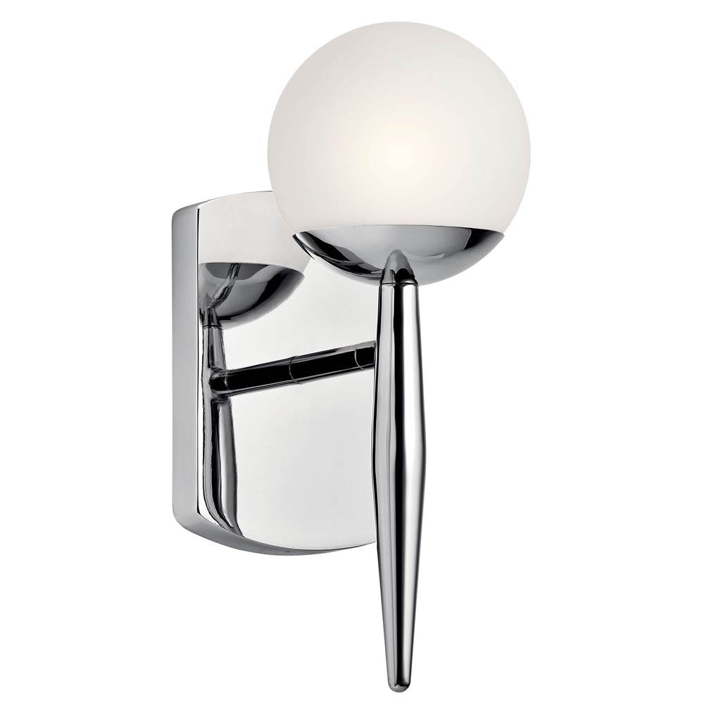 KICHLER 45580CH Jasper 11.5" 1 Light Halogen Wall Sconce with Satin Etched Cased Opal Glass Chrome