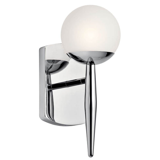 KICHLER 45580CH Jasper 11.5" 1 Light Halogen Wall Sconce with Satin Etched Cased Opal Glass Chrome
