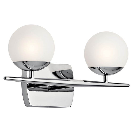 KICHLER 45581CH Jasper 16.5 inches 2 Light Halogen Vanity Light with Satin Etched Cased Opal Glass Chrome