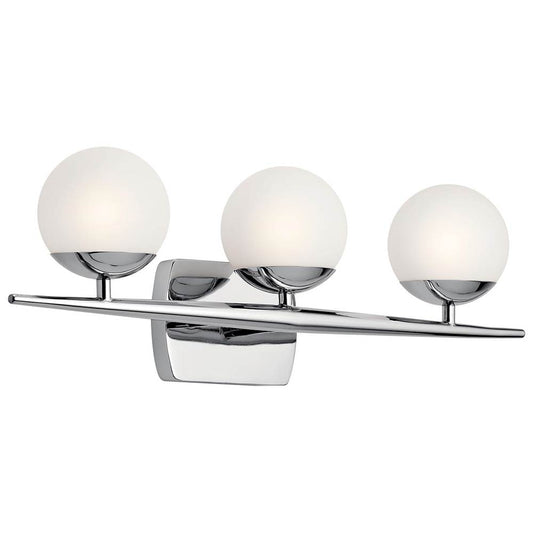 KICHLER 45582CH Jasper 24.5" 3 Light Halogen Vanity Light with Satin Etched Cased Opal Glass Chrome