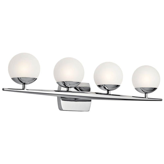 KICHLER 45583CH Jasper 32.25" 4 Light Halogen Vanity Light with Satin Etched Cased Opal Glass Chrome