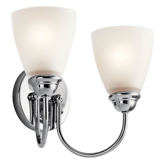 KICHLER 45638CH Jolie 13" 2 Light Vanity Light with Satin Etched Glass in Chrome