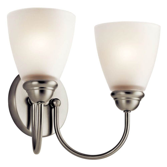 KICHLER 45638NI Jolie 13" 2 Light Vanity Light with Satin Etched Glass in Brushed Nickel