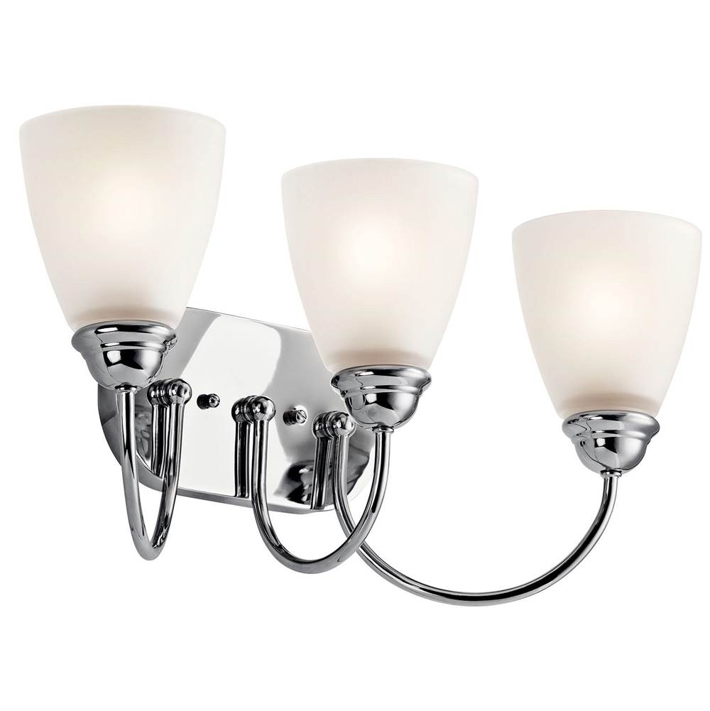 KICHLER 45639CH Jolie 20.25" 3 Light Vanity Light with Satin Etched Glass in Chrome