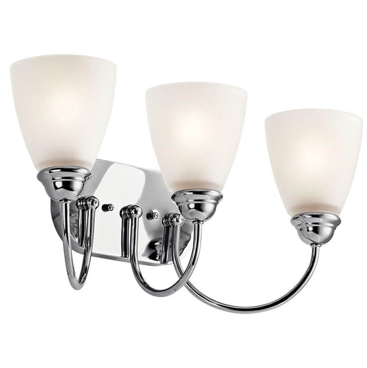KICHLER 45639CH Jolie 20.25" 3 Light Vanity Light with Satin Etched Glass in Chrome